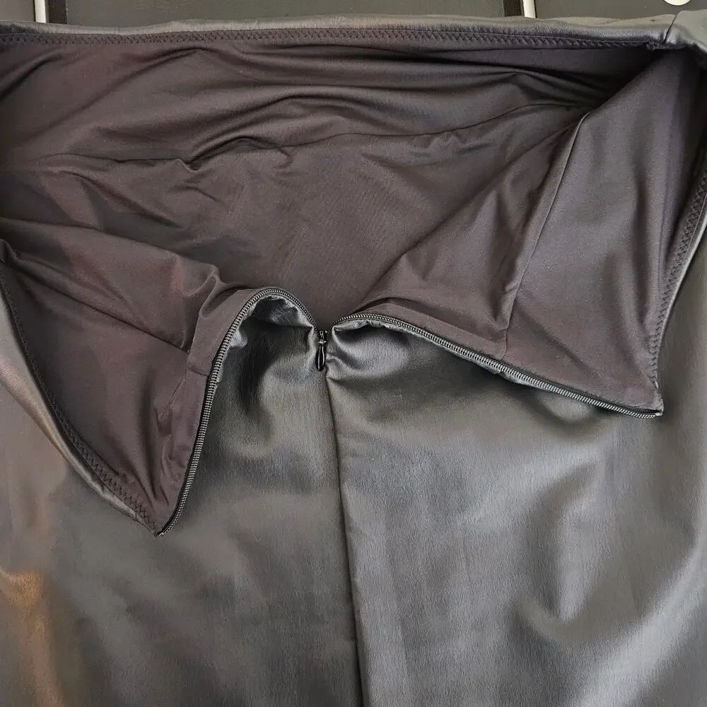 Skims Faux Leather Skirt Swim Cover-Up Long Black | Women's‎ XL | MINOR FLAWS